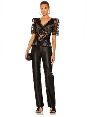 Zimmermann Black Lace Puff Slevess Top  Top. Size 4